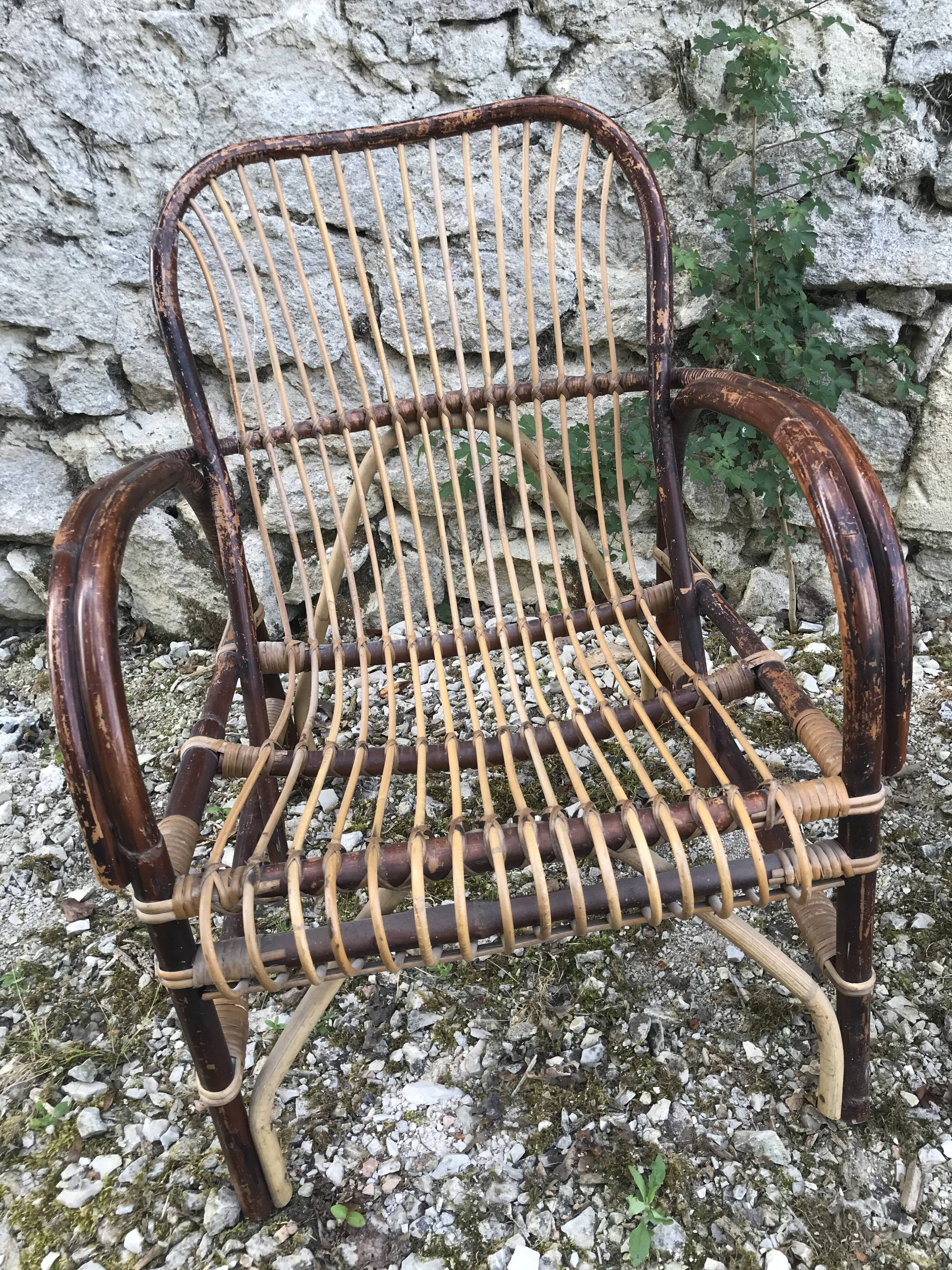Pair of rattan armchairs