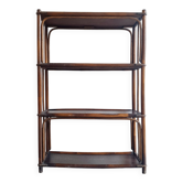 Etagère, bibliothèque en bois et rotin