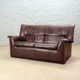 Afra and Tobia Scarpa for B&B Italia Chocolate Brown Leather Two Seat Sofas