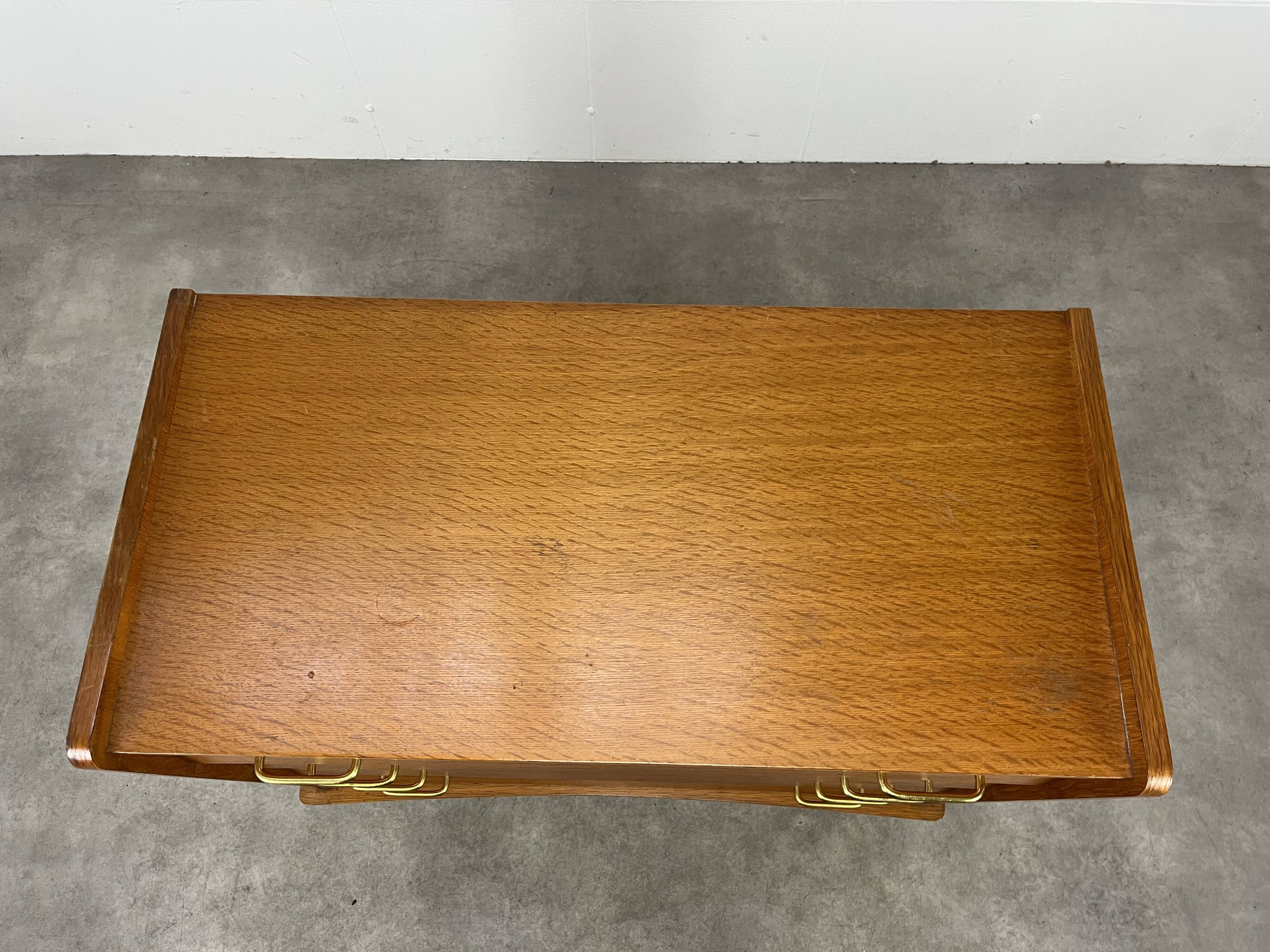 Commode pieds compas années 50 bois blond