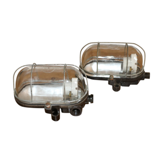 Pair of Bloc porthole wall lights