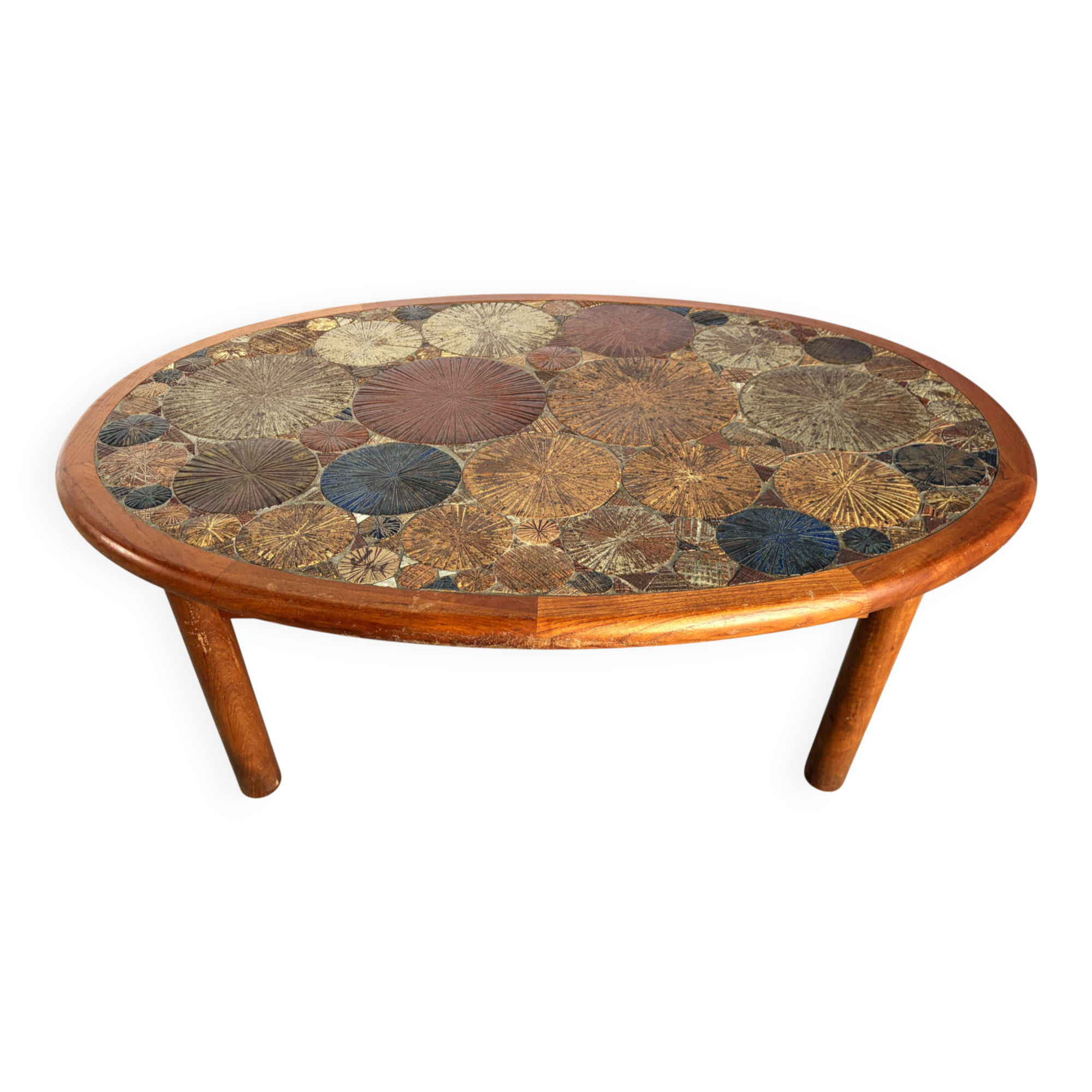 Mid-century Danish teak and tile Tue Poulsen coffee table by Haslev, 1960s