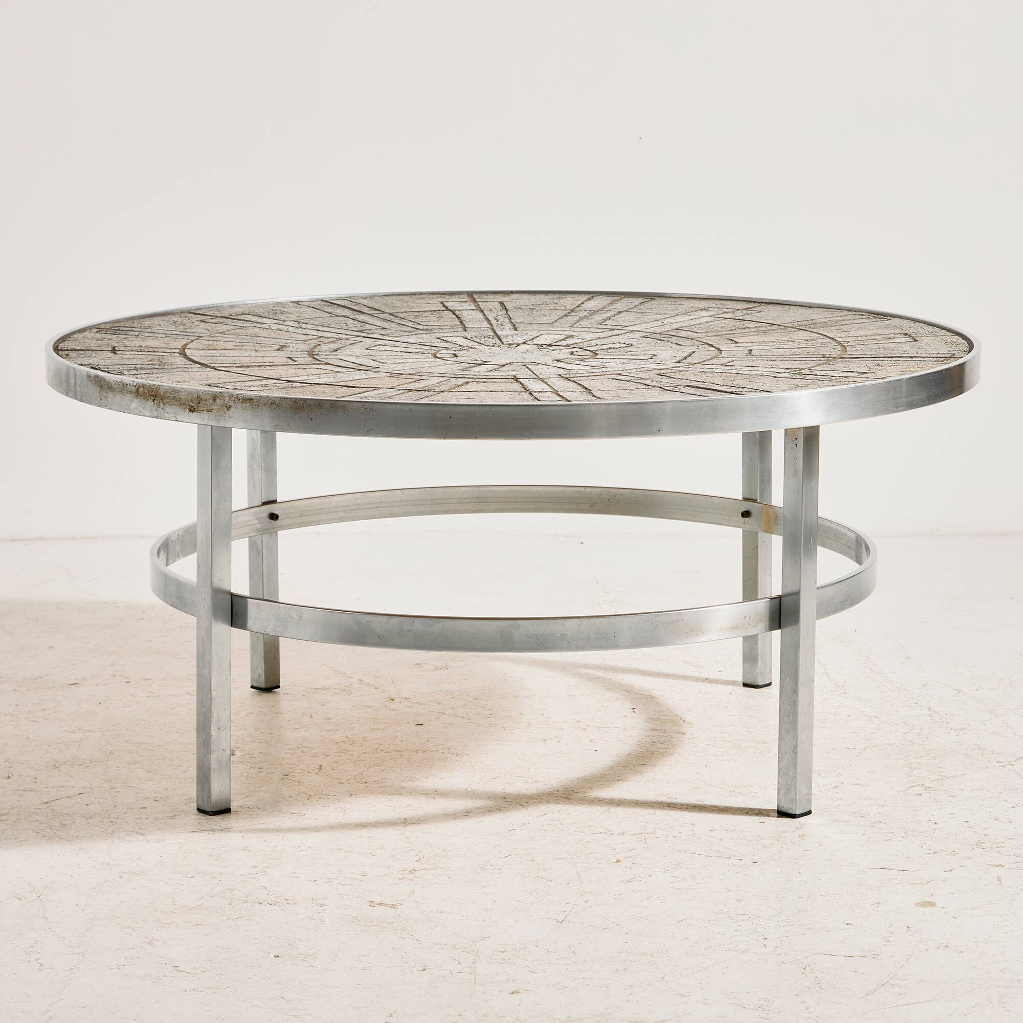 Table basse en acier avec plateau en pierre par Edel Hegedal pour L. Hjorth