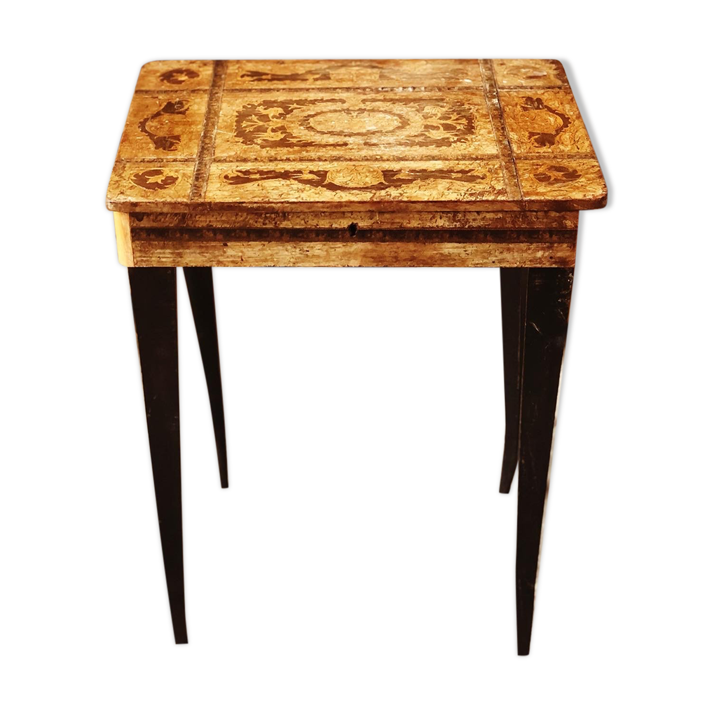 Vintage music table with marquetry top 60s