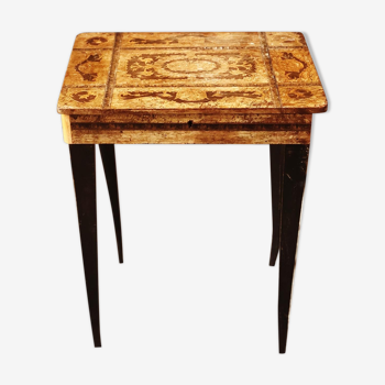 Vintage music table with marquetry top 60s