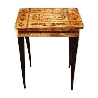 Vintage music table with marquetry top 60s