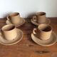 4 stoneware coffee cups