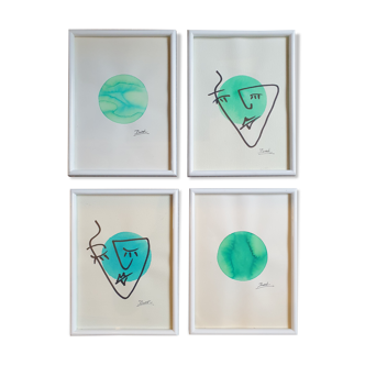Set of 4 framed paintings