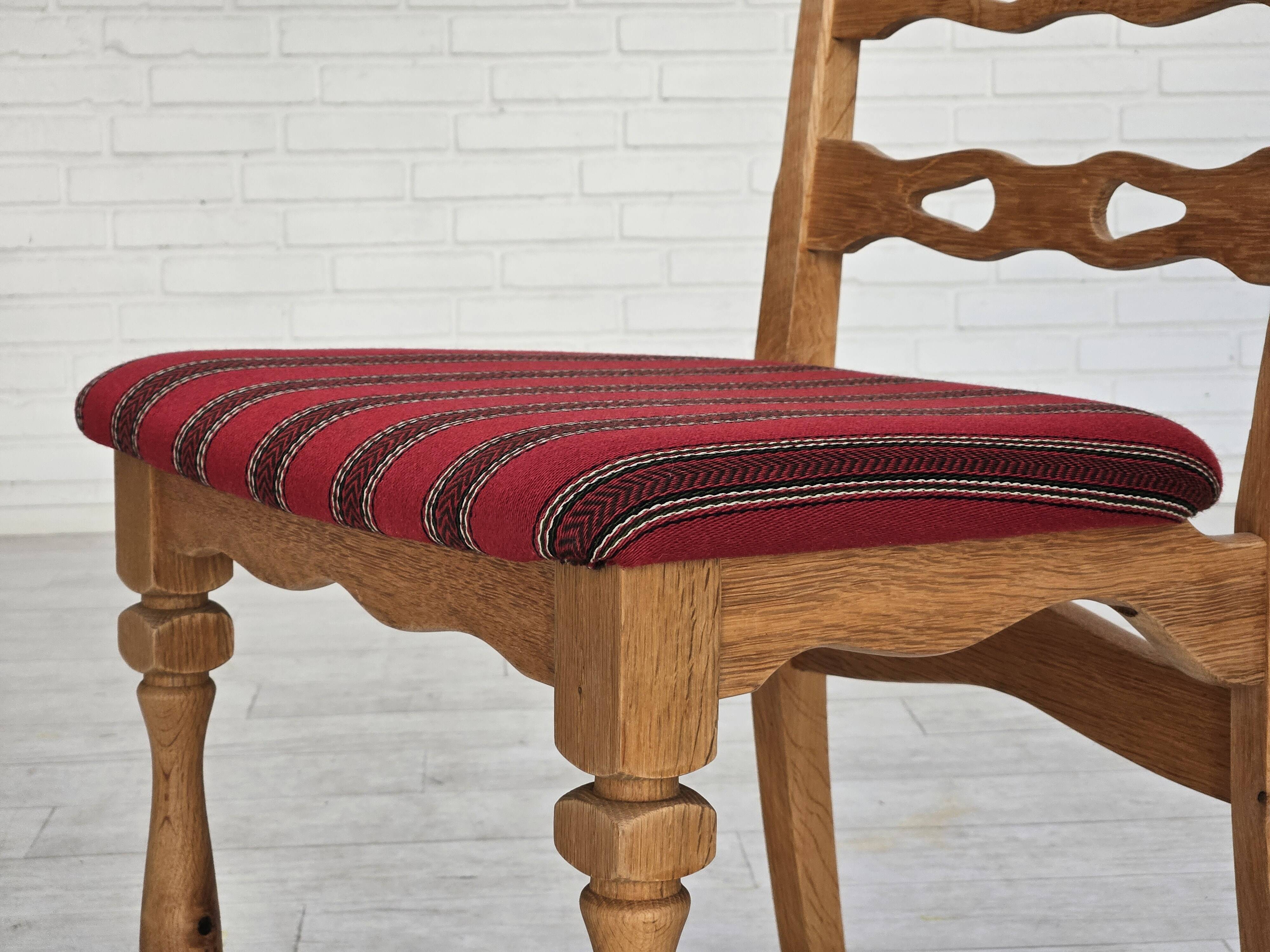 1970s, set 6 pcs of Danish dinning chairs, original good condition, furniture wool.