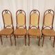 Lot de 4 chaises de salle à manger vintage en bois courbé : dossier en rotin, style Thonet