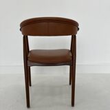 Teak Armchair in Brown Leather by Th. Harlev, 1960s