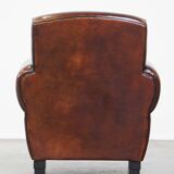 Large design armchair made of sheep leather