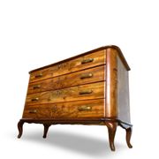 Italian art deco burl walnut chest of drawers, 1930s/1940s