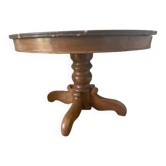 Table en  noyer plateau en marbre style Louis Philippe