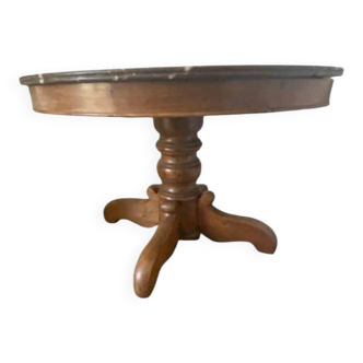 Table in walnut with a marble top in Louis Philippe style.