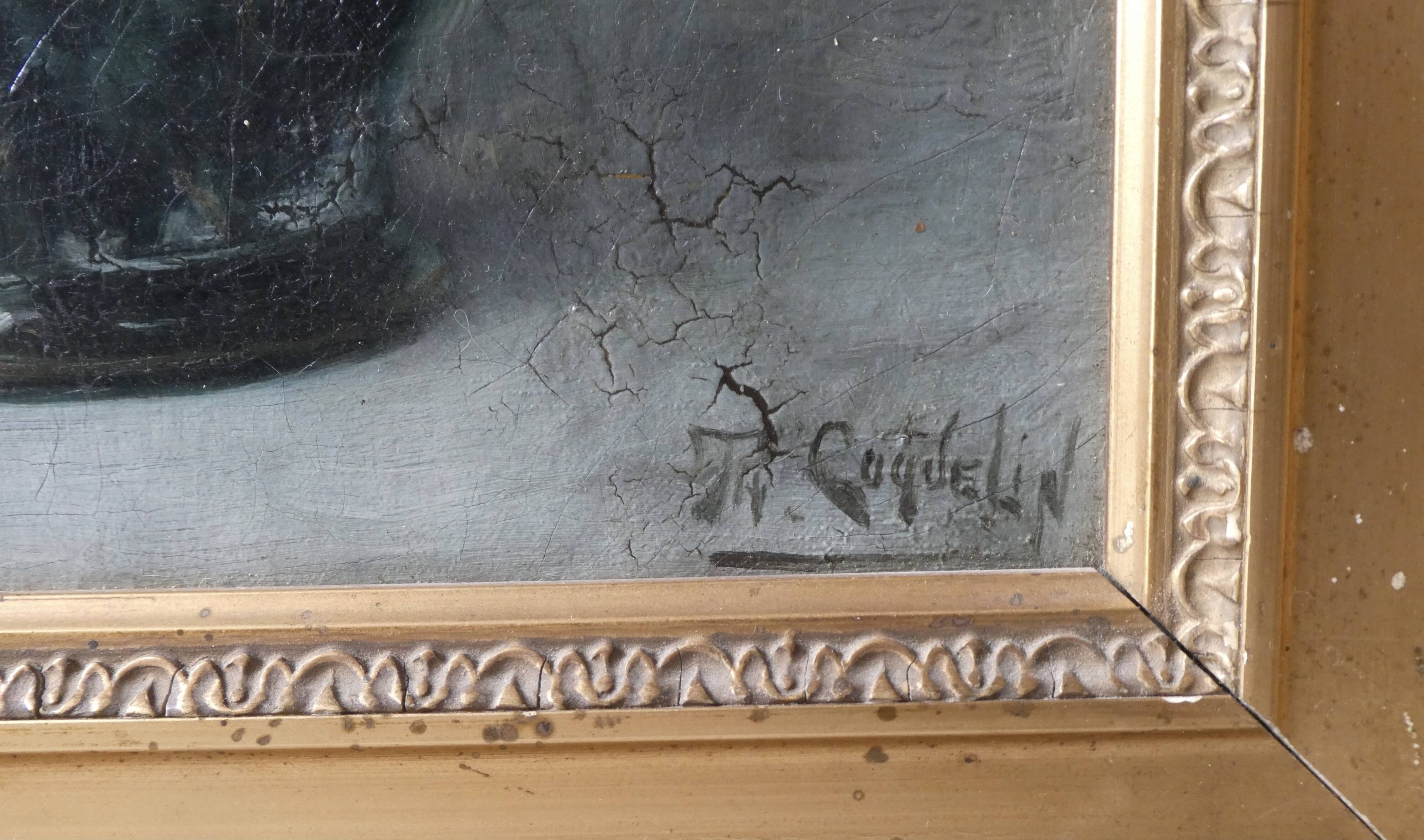 Painting bouquet of flowers signed Théodore Coquelin late 19th century