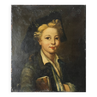 Tableau HST XVIII° XIX° "Jeune élève" Beaux Arts éc. de F.-H. Drouais