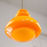 Mid-Century Italian Orange Glass & Brass Pendant Lamp, 60s