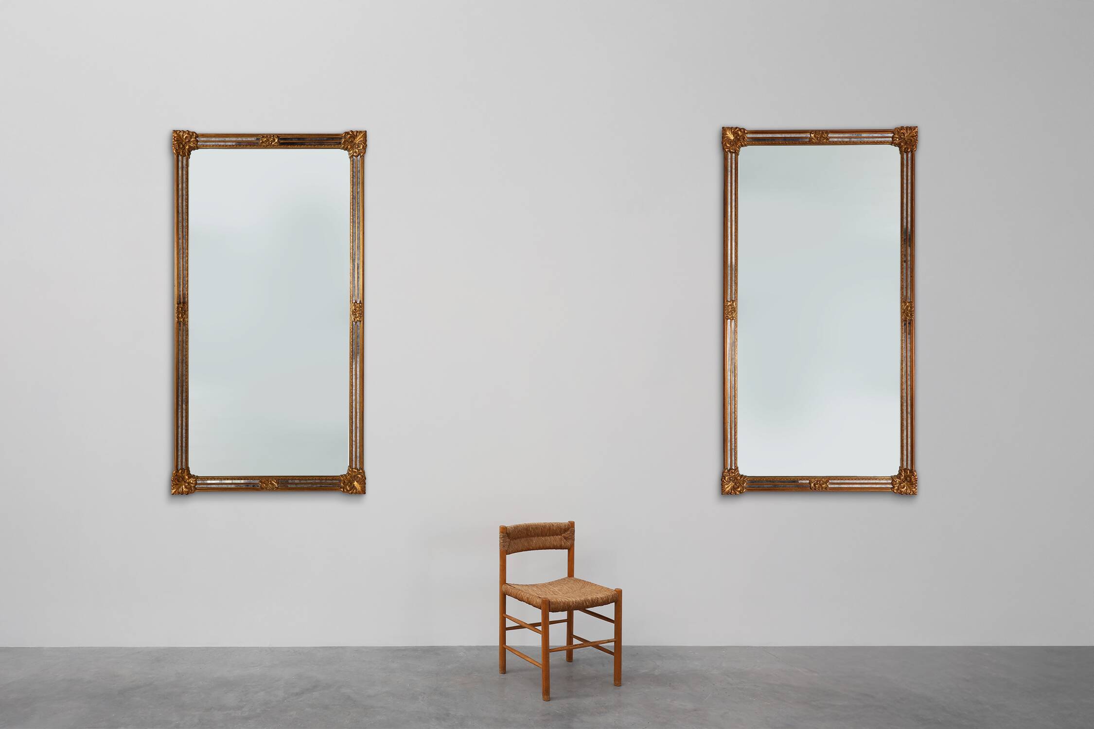 Large 20th century rectangle gilded Deknudt mirror in Baroque style, Belgiu