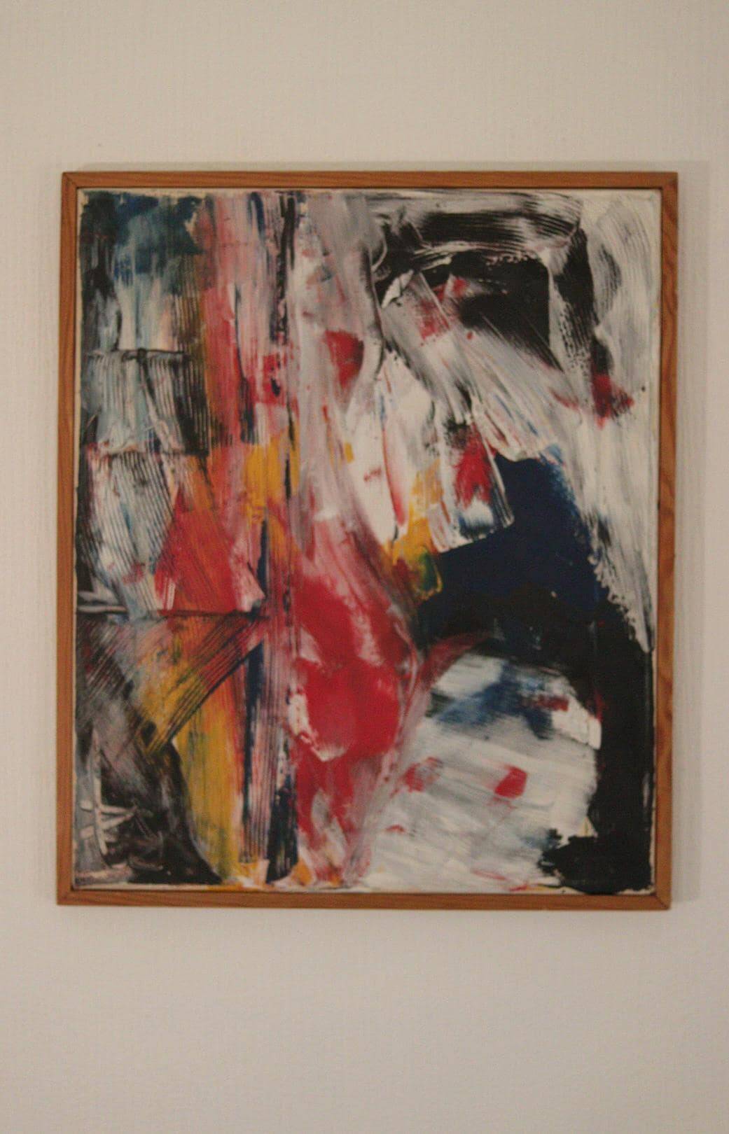 Original Swedish Oil on Canvas – “Abstract” by KB – Vintage & Framed  49 ×