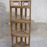 Vintage rattan corner shelf