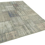 Handmade Anatolian Vintage 173 cm x 242 cm Grey Patchwork Carpet