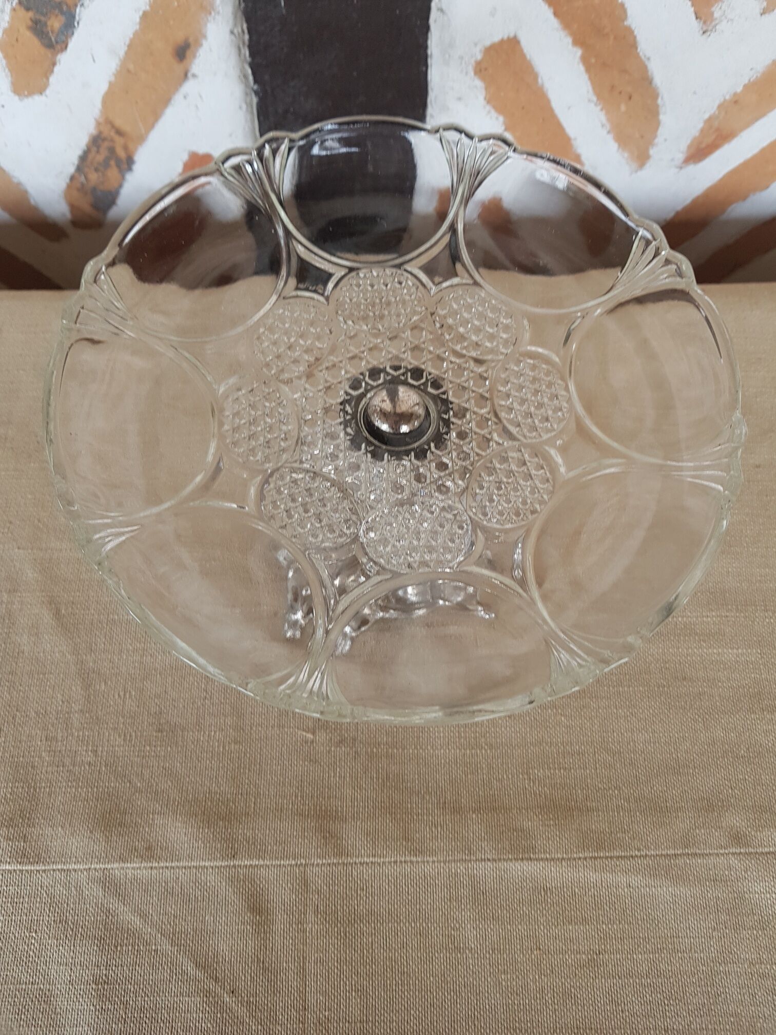 Compotier standing cut glass silver metal art deco