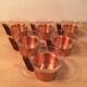 6 Scandinavian cups copper and teak Schott & Gen glass 70's
