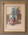Mid-Century Modern Swedish "Seated Figures" Vintage Figurative Painting, Framed