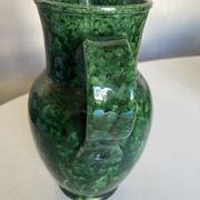 Glazed earthenware pitcher vase in green, Vaullauris, 1960.