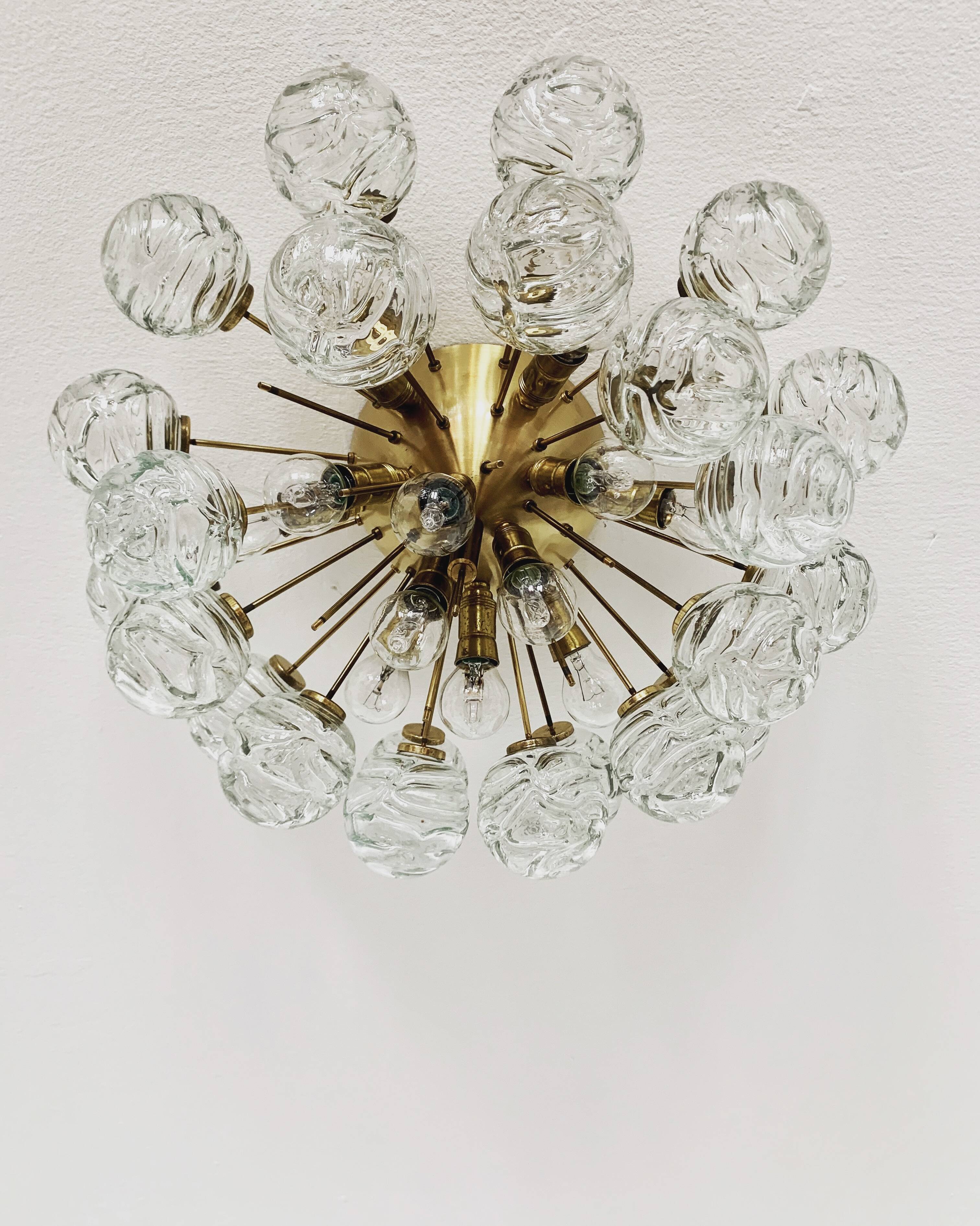 1 of 2 Amazing Golden Bubble Glass Flush Lamps by Doria