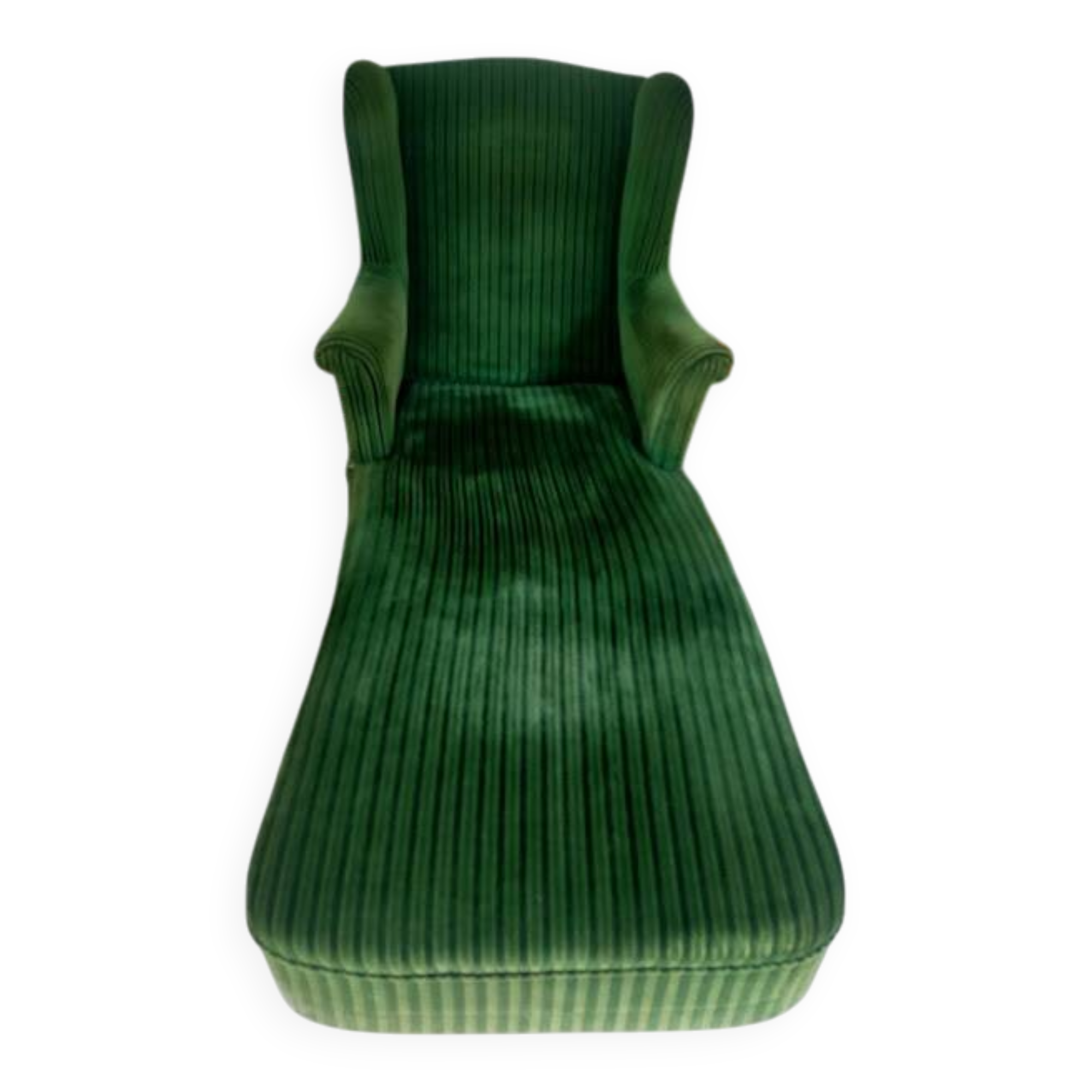 A Napoleon III style Méridienne, green velvet from the 1930s.