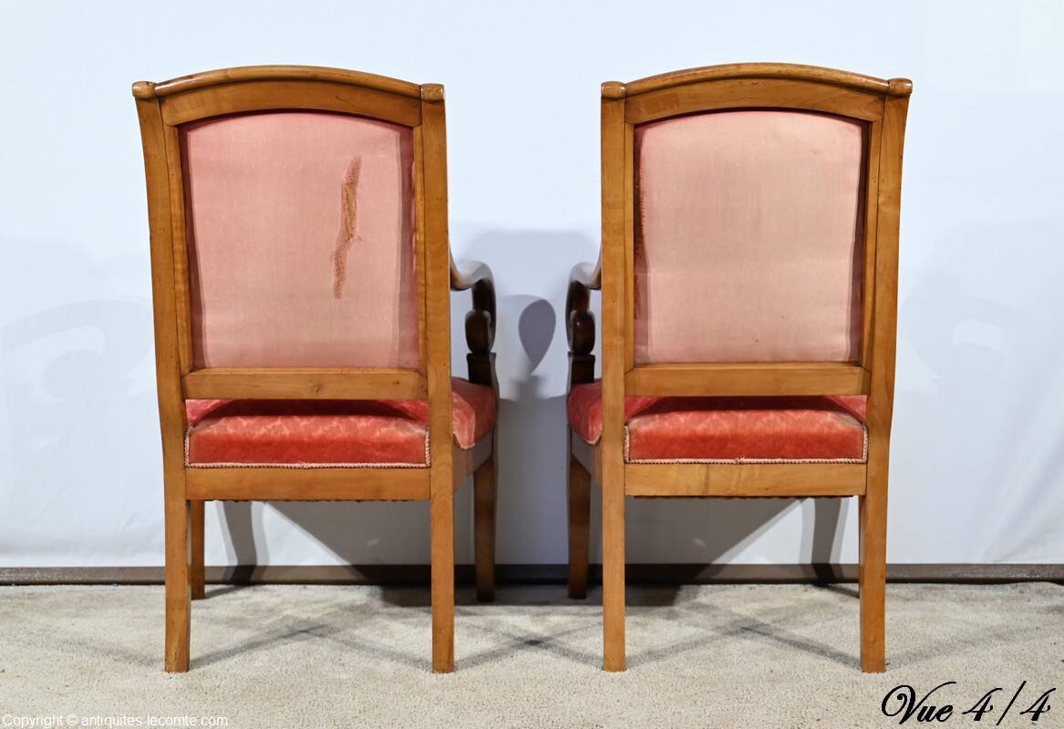 Pair of Cherry Wood Armchairs, Louis Philippe Period – 1st Part 19th