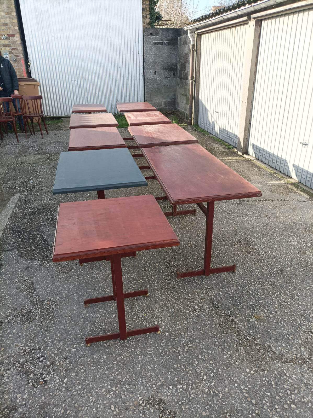 Bistro lot 9 tables and 16 chairs mahieu Jule bry