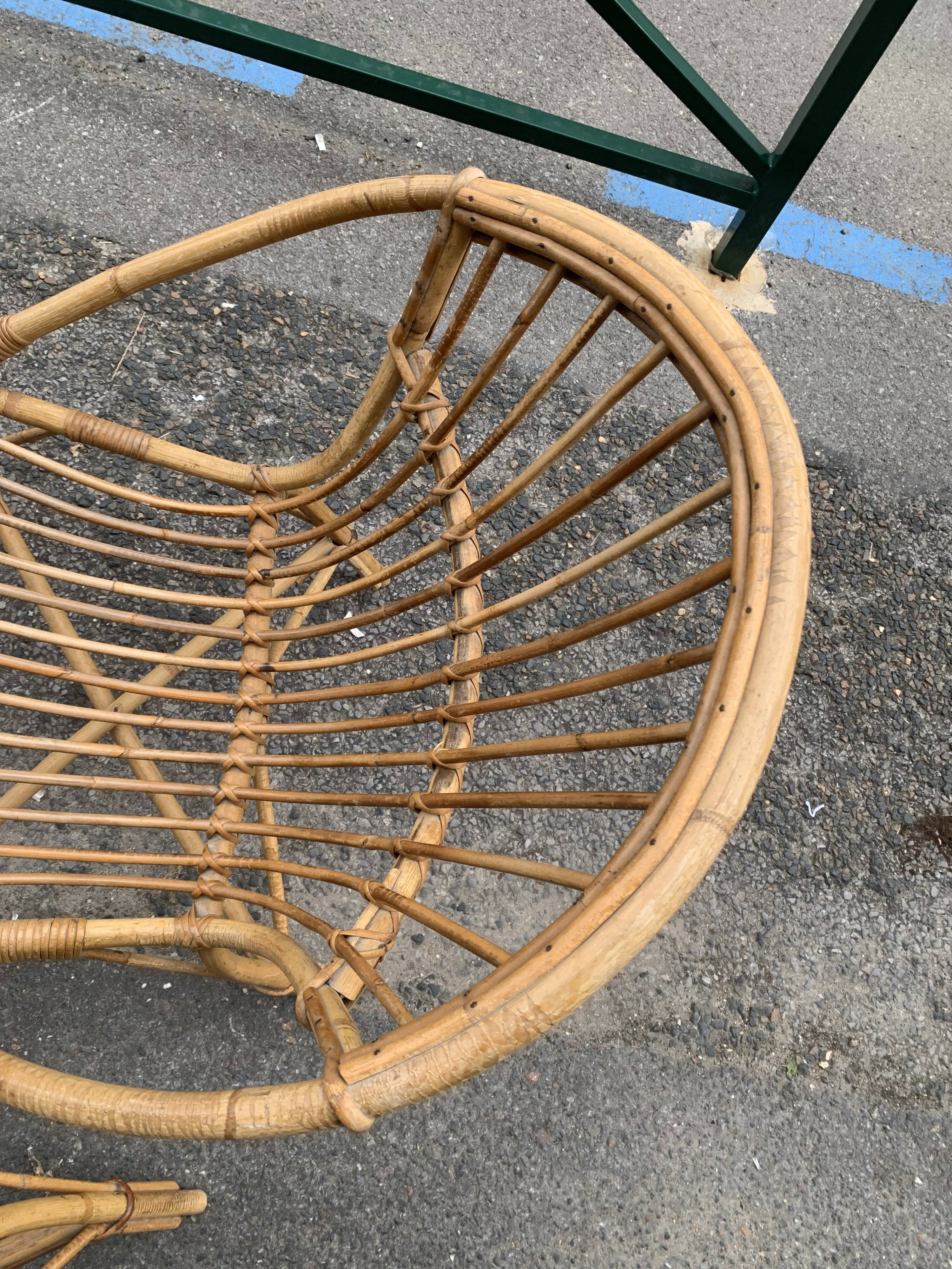 Pair of antique rattan armchairs