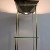 Luminous glass and brass showcase of the Lustrerie Deknudt