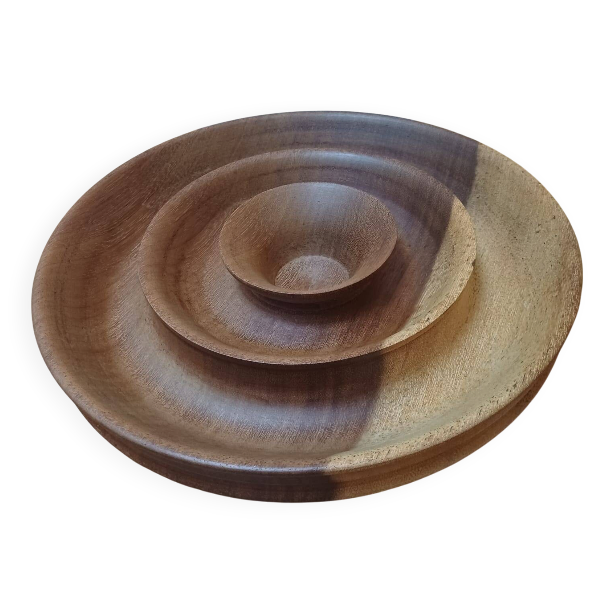 Plateau artisanal en bois tourné