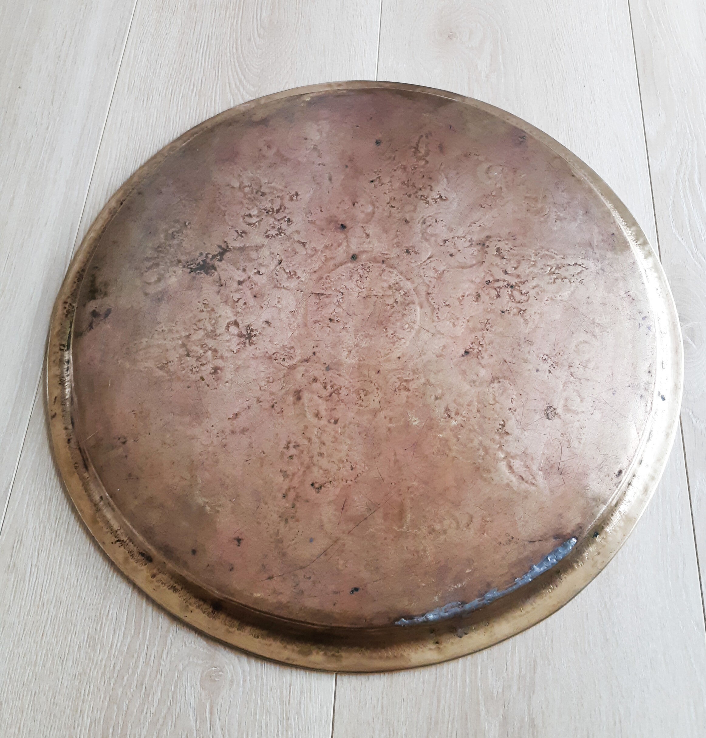 Round copper top ancient hammered, Moroccan, antique