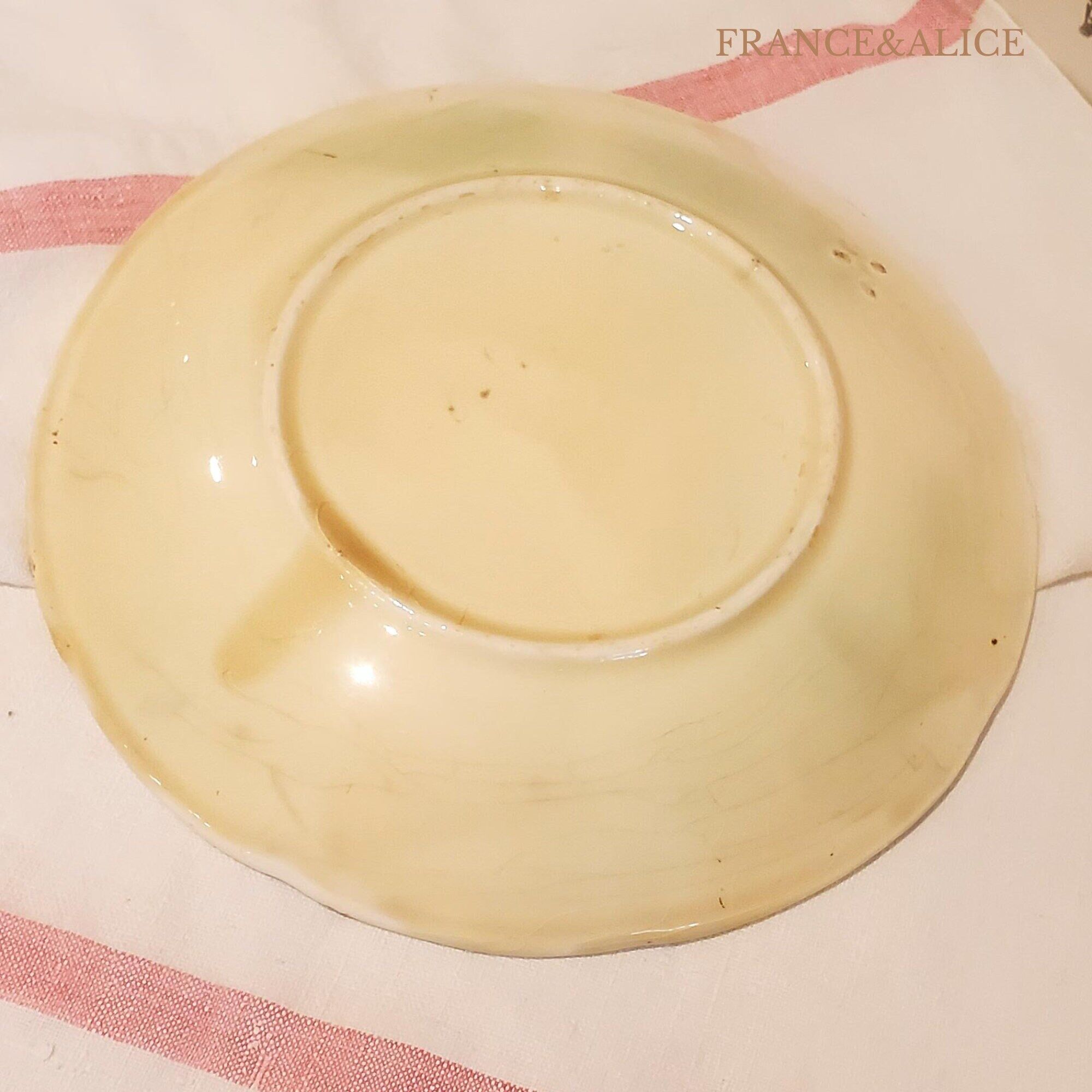 Antique slip plate – Vine leaves and bunches of grapes