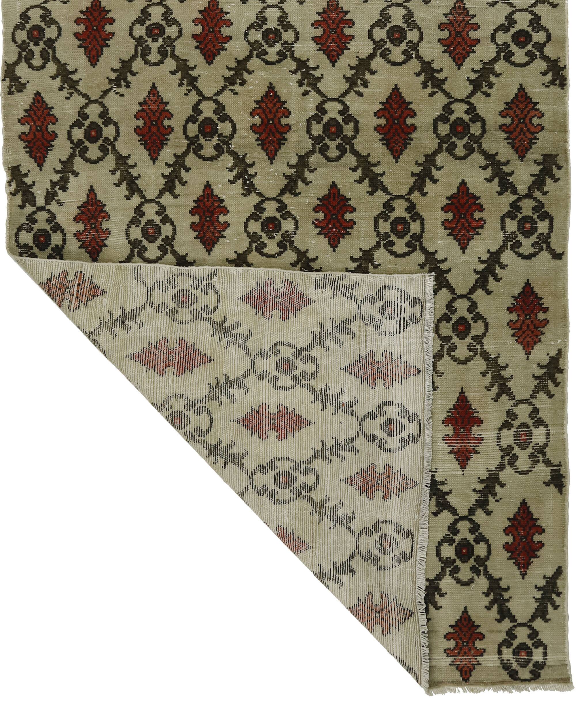 One-of-a-kind turkish handwoven vintage rug - rustic vintage charm 270x 140