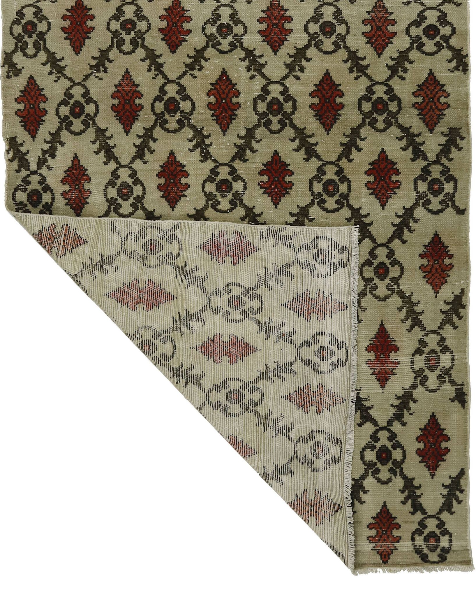 One-of-a-kind turkish handwoven vintage rug - rustic vintage charm 270x 140