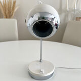 Italian adjustable eyeball lamp in chrome and opaline, 1970s.