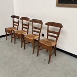 4 old rustic straw chairs