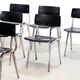 Set of six rare Friso Kramer stackable and foldable Revolt theatre chairs