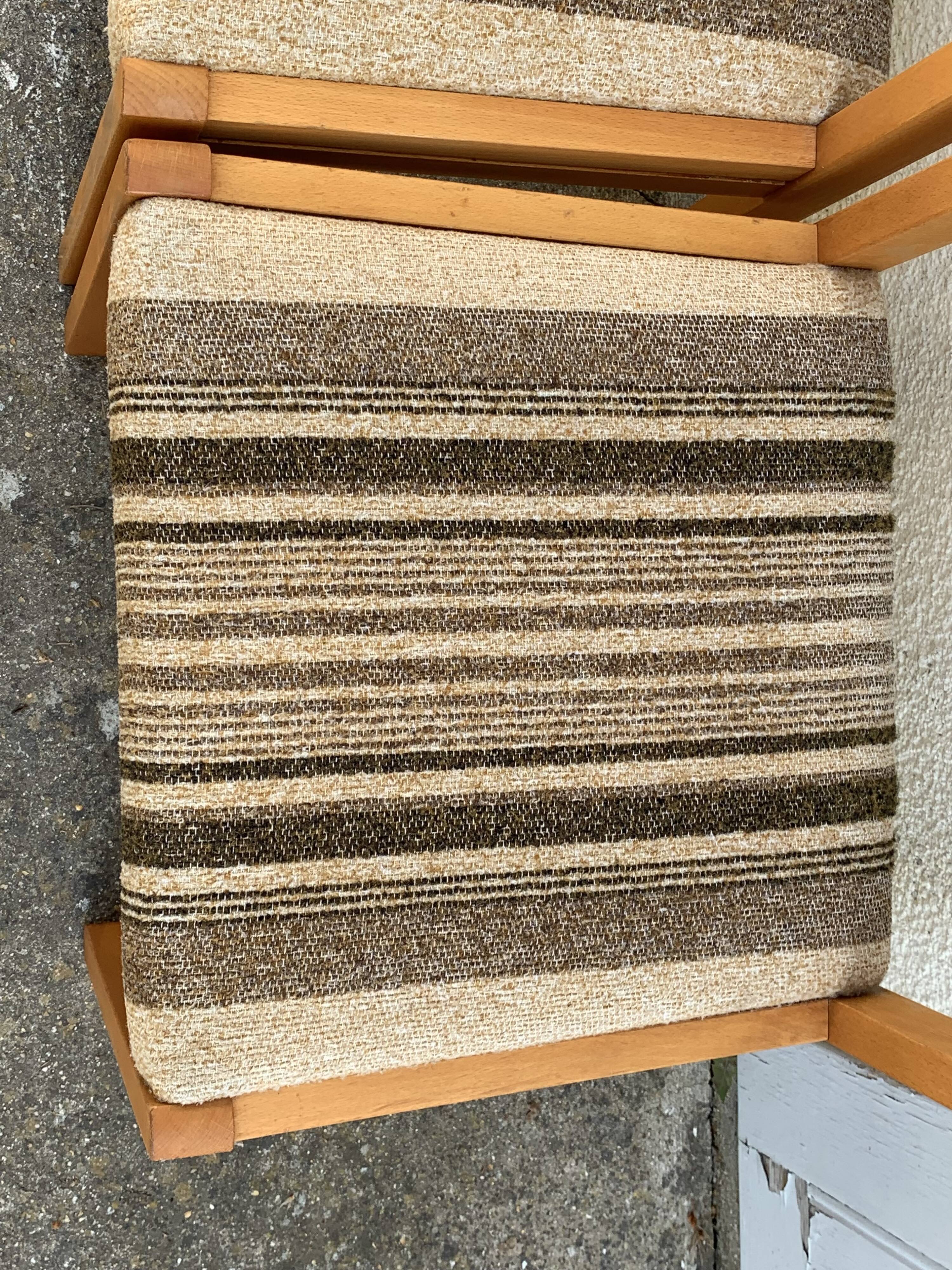 Suite of 4 chairs self beech brass and wool 1960