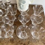 Etched glass stemware, red wine glasses