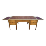 Bureau plat double de style Louis XVI en acajou à 8 pieds