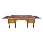 Bureau plat double de style Louis XVI en acajou à 8 pieds