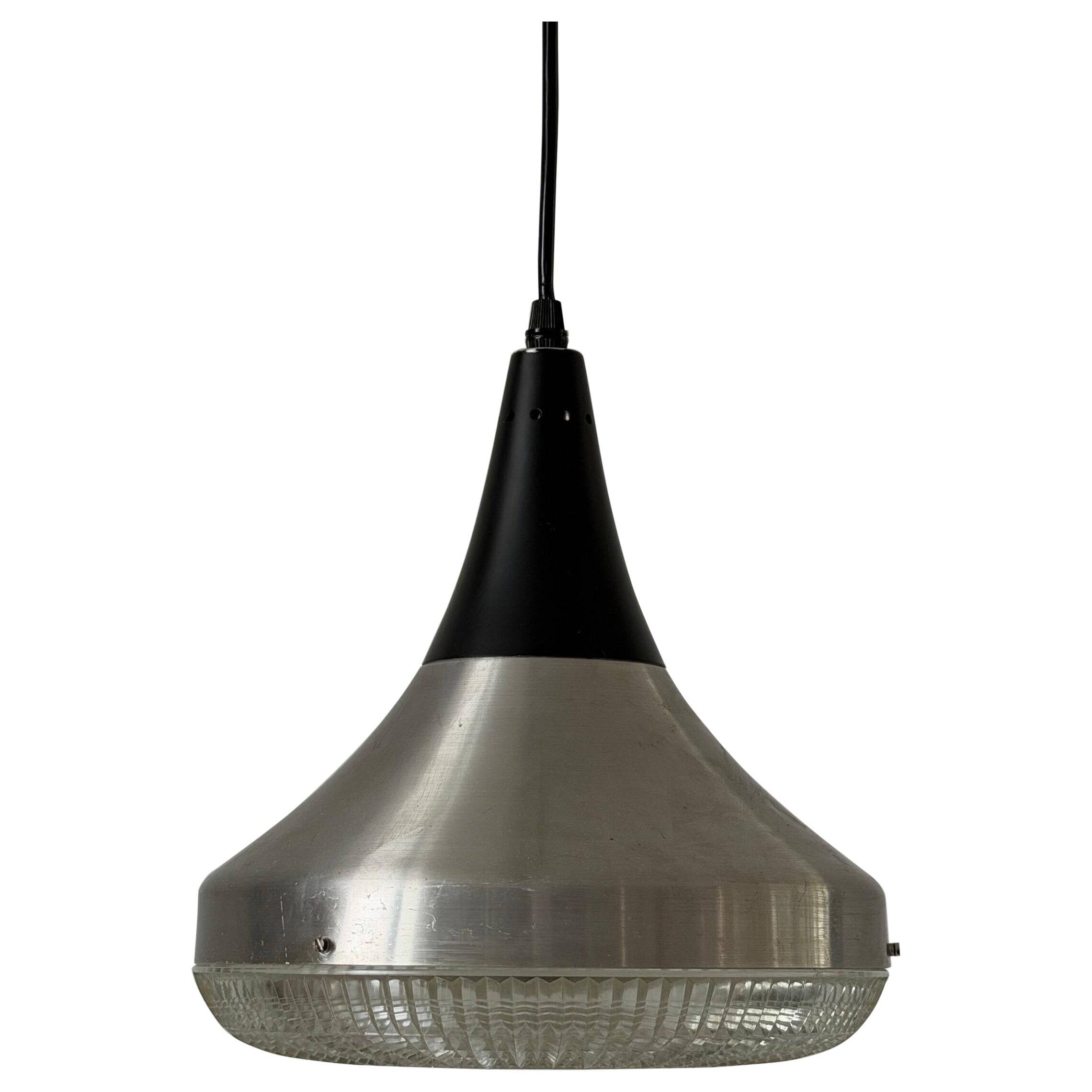 Crystal glass ceiling light with a metal frame, 1960s, Germany