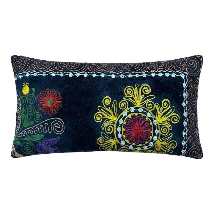 Housse de coussin brodée vintage 28x51 cm